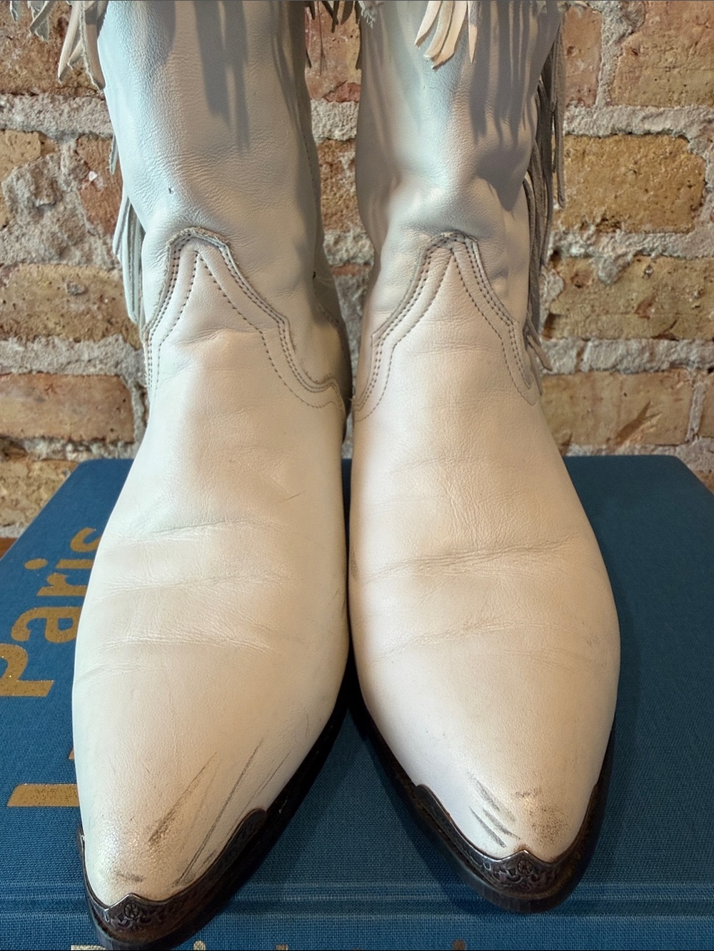 VTG ACME Fringe Cowboy boots white 8 - Picture 4 of 11
